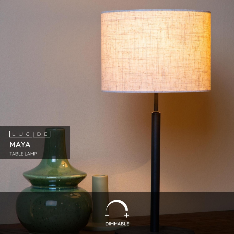 Lucide MAYA - Stolná lampa - Ø 26 cm - 1xE27 - Krémová